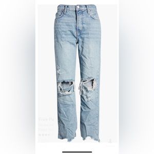 Free People Distressed Tapered Baggy Boyfriend Jeans
